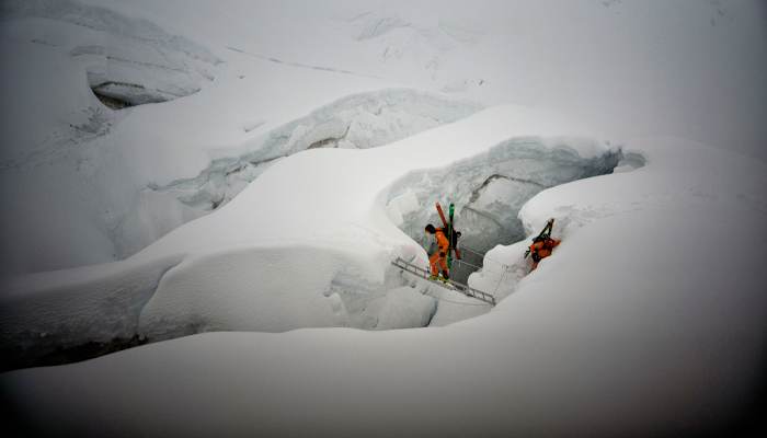 Between Camps One and Two, conditions became so treacherous that the group’s sherpas turned back.